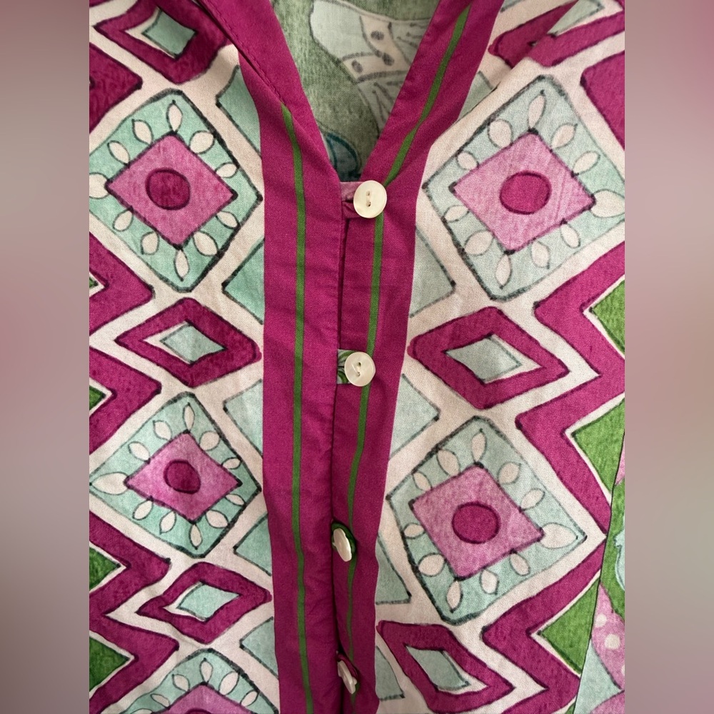 Karen Kane Vibrant Floral Puff Sleeve 100% Cotton Spring Boho Size Small Top - Picture 14 of 16